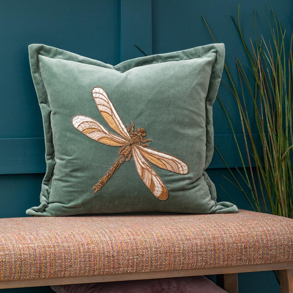 Bed Cushions | Aria Embroidered Feather Cushion Teal Bed Cushions Bed Cushions