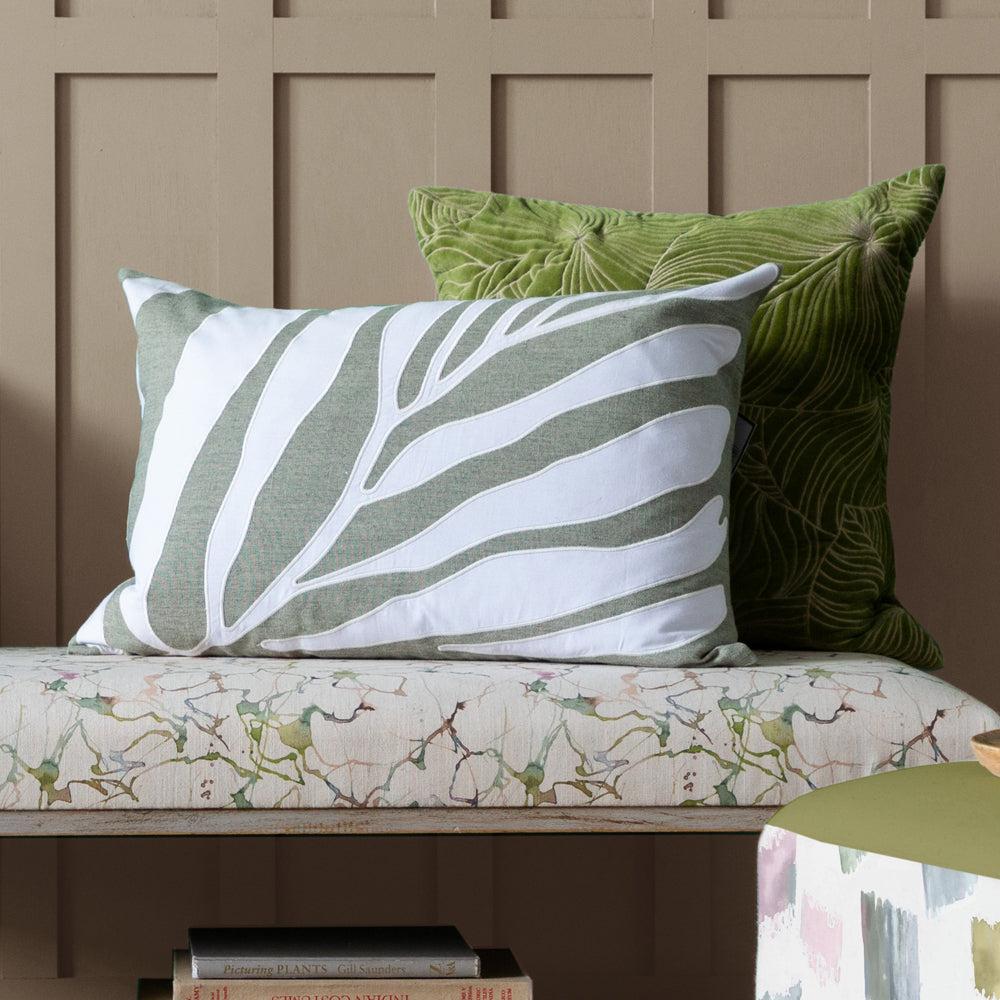 Bed Cushions | Bamboo Embroidered Feather Cushion Limestone Bed Cushions Bed Cushions