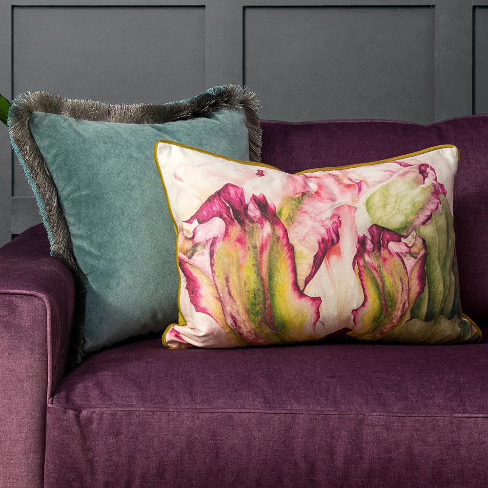 Bed Cushions | Bodmin Printed Feather Cushion Fuchsia Bed Cushions Bed Cushions