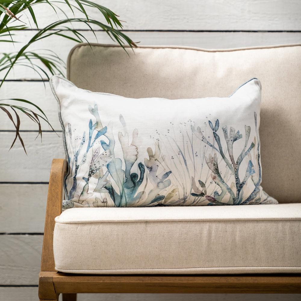 Bed Cushions | Coral Reef Printed Feather Cushion Slate Bed Cushions Bed Cushions