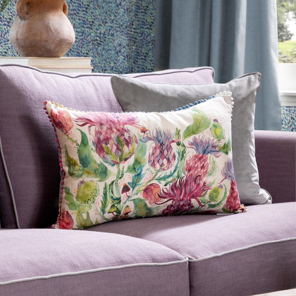 Bed Cushions | Fairytale Bristles Printed Feather Cushion Damson Bed Cushions Bed Cushions