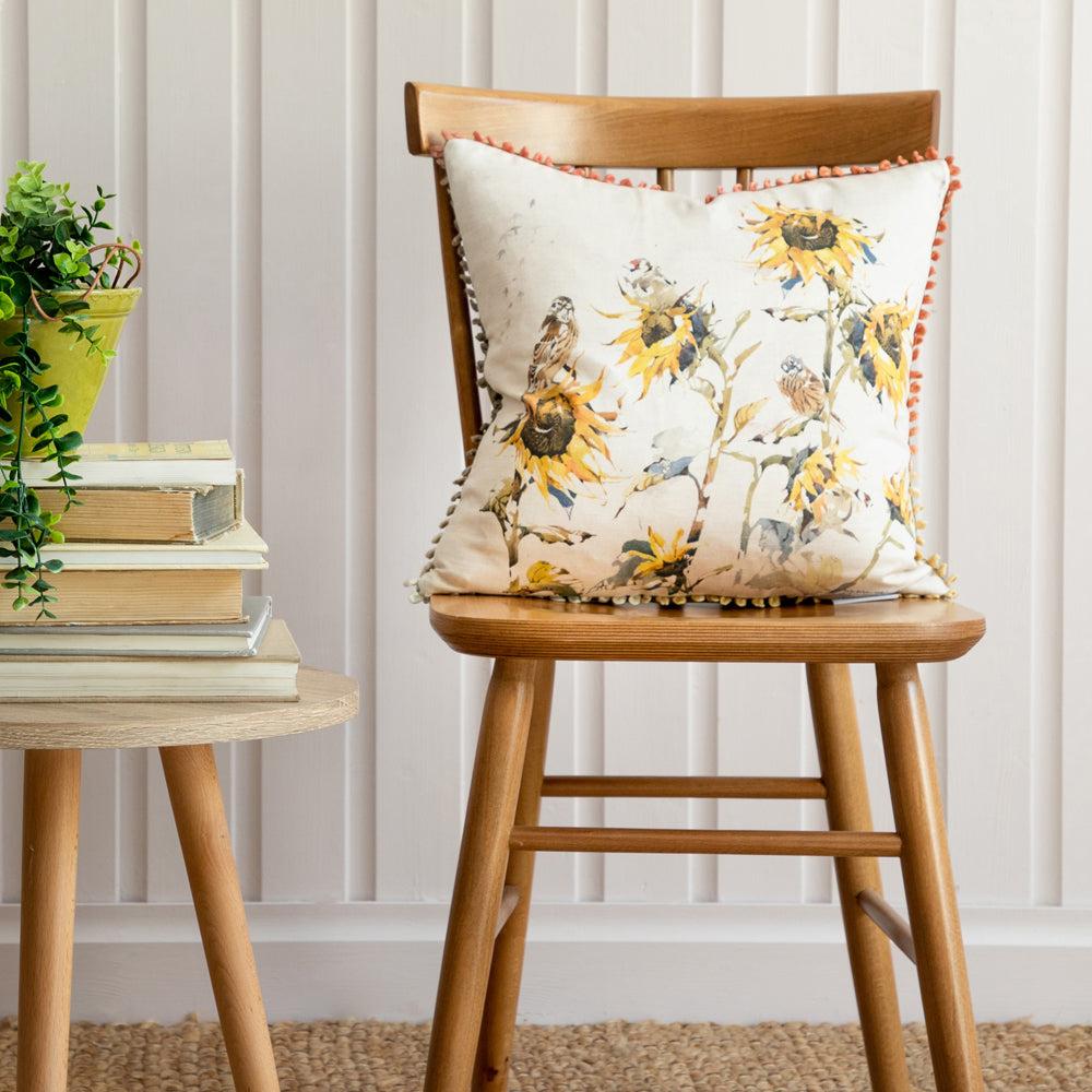 Bed Cushions | Goldfinch Printed Feather Cushion Ochre Bed Cushions Bed Cushions