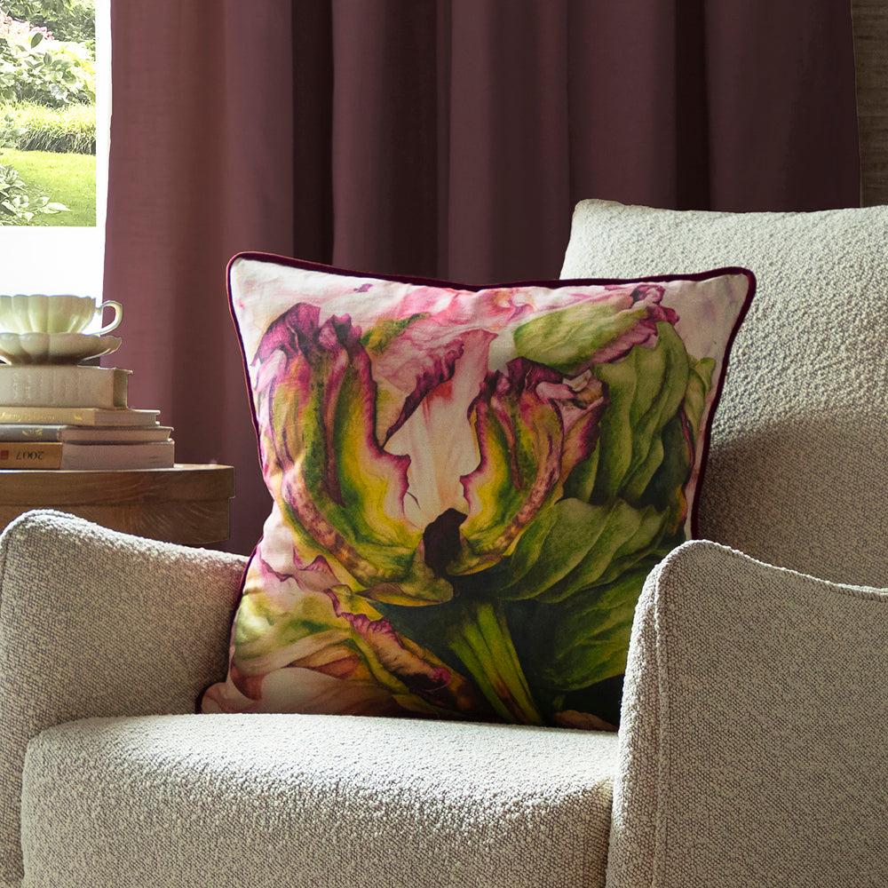 Bed Cushions | Heligan Printed Feather Cushion Fuchsia Bed Cushions Bed Cushions