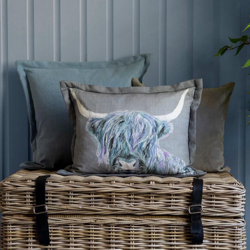 Bed Cushions | Lachlan Printed Wool Cushion Azure Bed Cushions Azure