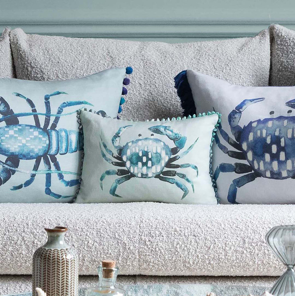 Bed Cushions | Milton Small Printed Feather Cushion Seafoam Bed Cushions Bed Cushions