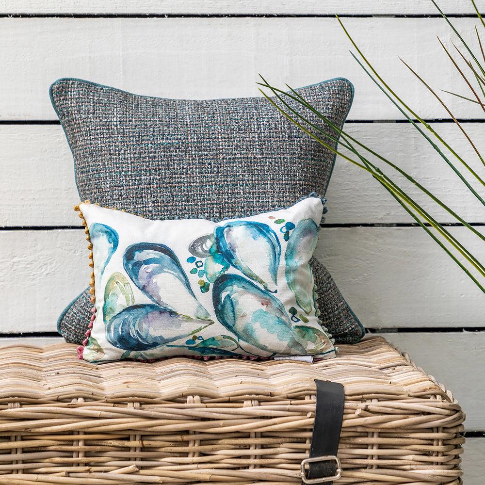 Bed Cushions | Mussel Shells Small Printed Cushion Marine Bed Cushions Bed Cushions