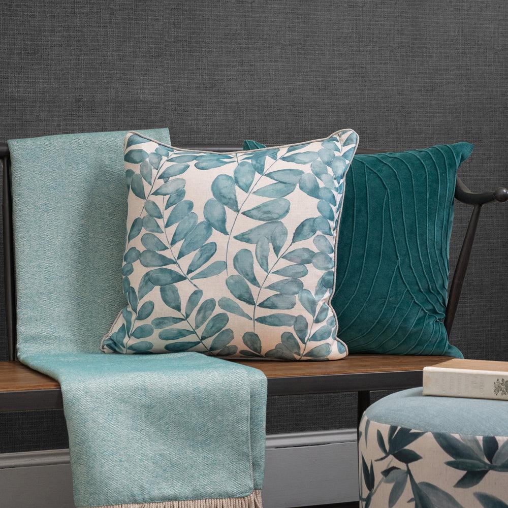 Bed Cushions | Rowan Printed Feather Cushion Aqua Bed Cushions Aqua