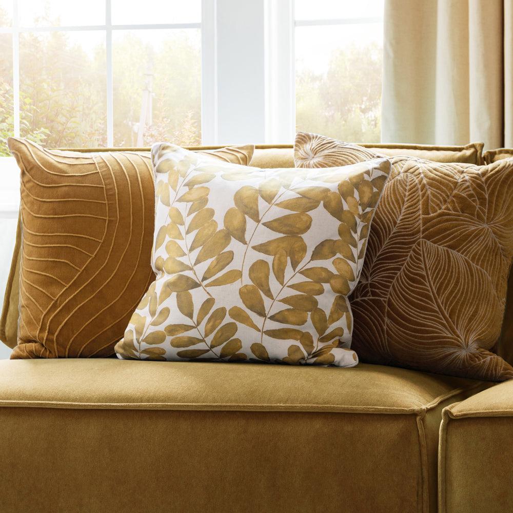 Bed Cushions | Rowan Printed Feather Cushion Gold Bed Cushions Bed Cushions