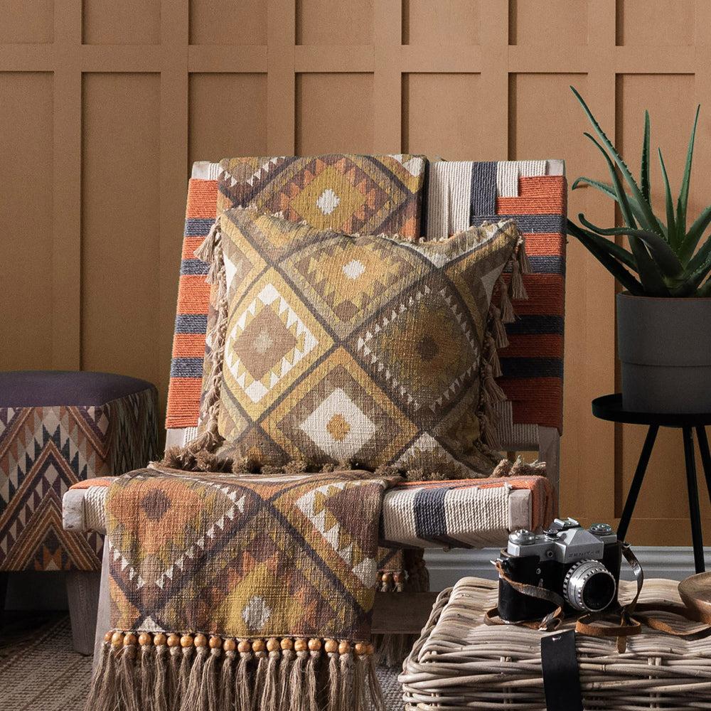 Bed Cushions | Serrano Printed Feather Cushion Sepia Bed Cushions Bed Cushions