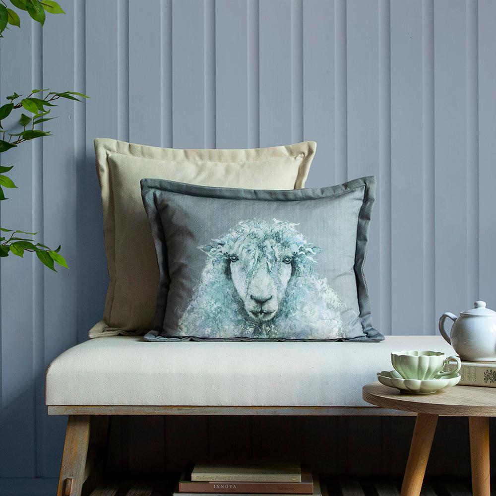 Bed Cushions | Seumus Printed Wool Cushion Azure Bed Cushions Azure