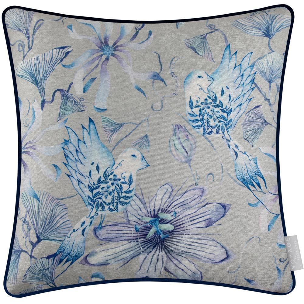 Bed Cushions | Sybil Printed Piped Cushion Blue Bed Cushions Bed Cushions