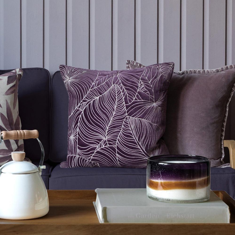 Bed Cushions | Taro Embroidered Feather Cushion Plum Bed Cushions Bed Cushions