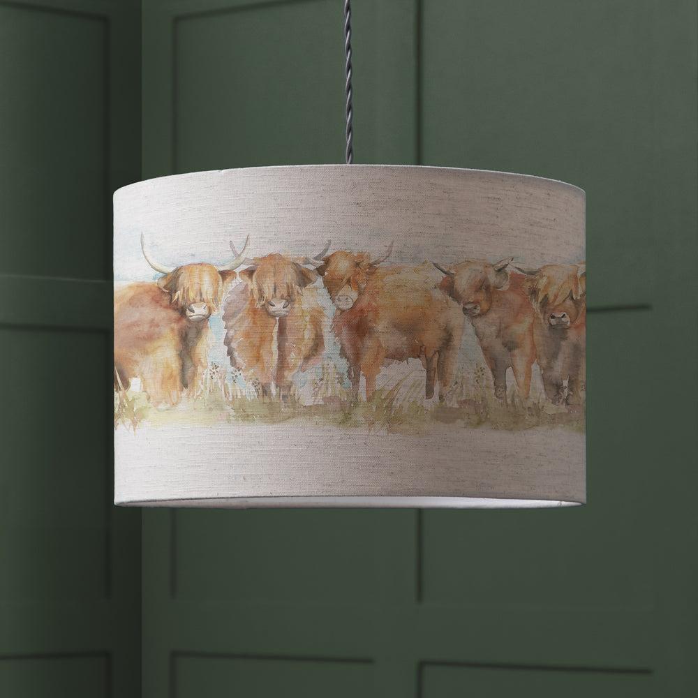 Ceiling Lights | Highland Cattle Eva Lamp Shade Linen Ceiling Lights Ceiling Lights