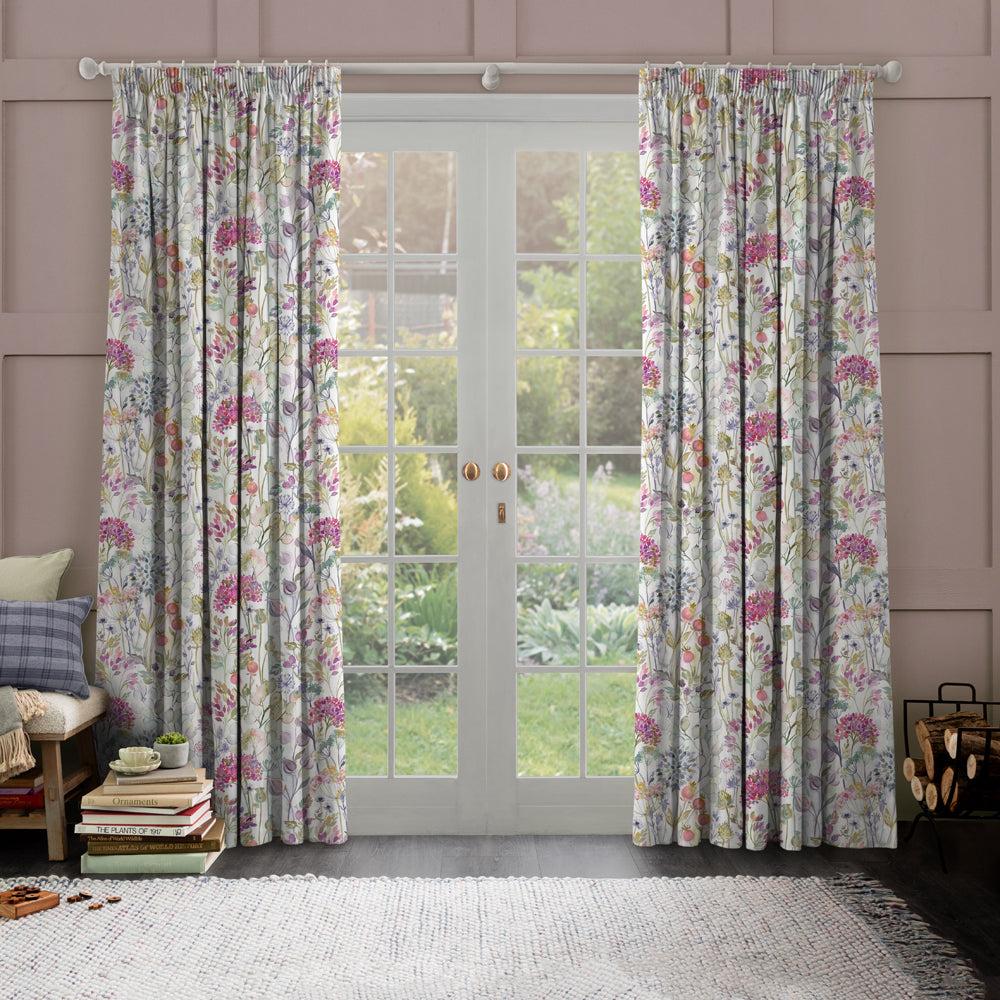 Curtains | Country Hedgerow Printed Pencil Pleat Curtains Lotus Cream Curtains Curtains