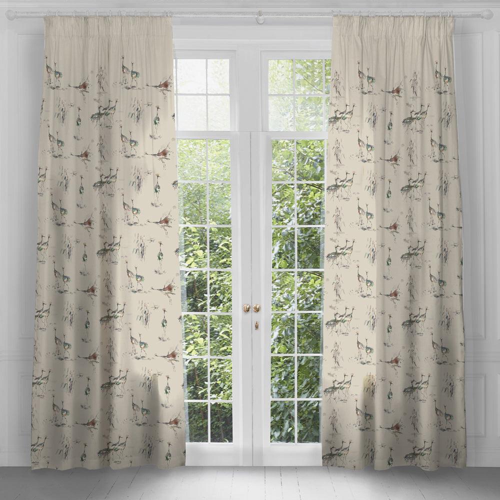 Curtains | Cranes Printed Pencil Pleat Curtains Peridot Curtains Curtains