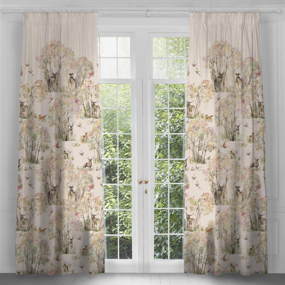 Curtains | Enchanted Forest Printed Pencil Pleat Curtains Linen Curtains Curtains