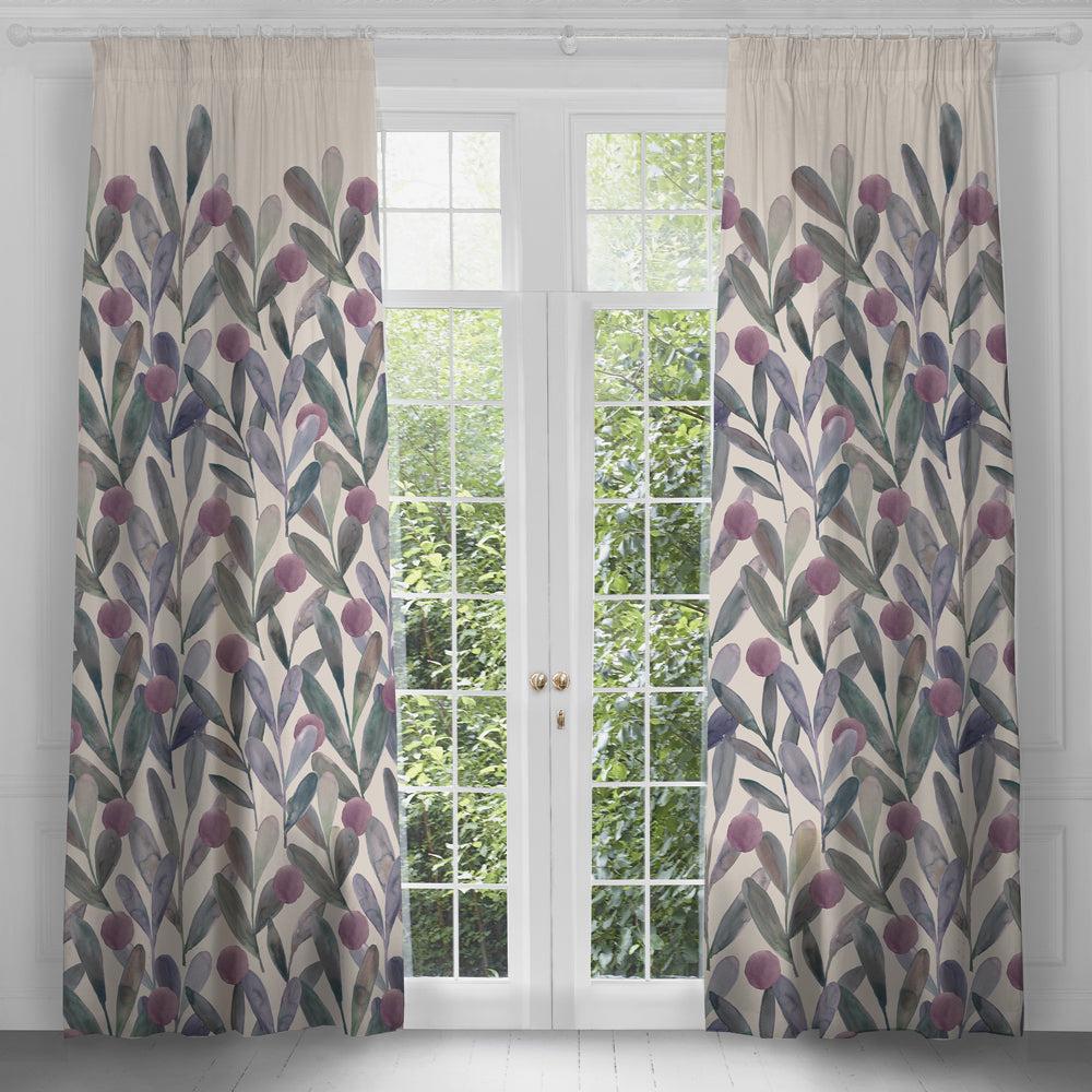 Curtains | Enso Printed Pencil Pleat Curtains Violet Curtains Curtains