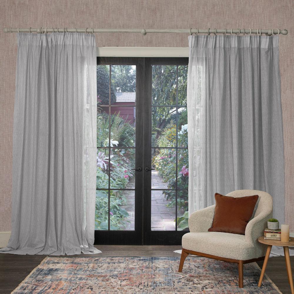 Curtains | Focus Sheer Woven Pencil Pleat Curtains Zinc Curtains Curtains