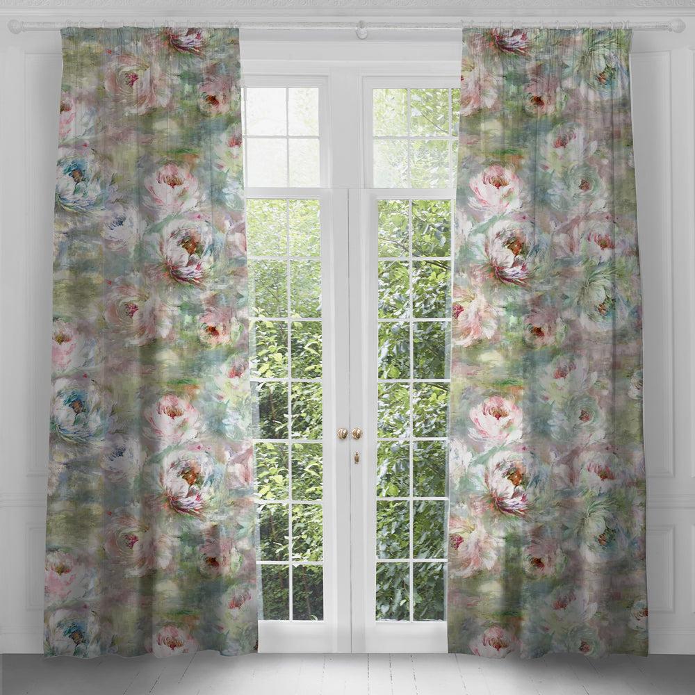 Curtains | Roseum Printed Pencil Pleat Curtains Coral Curtains Coral