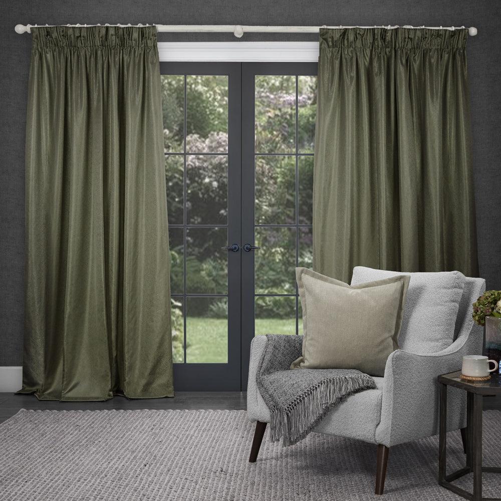 Curtains | Sereno Woven Pencil Pleat Curtains Grass Curtains Curtains