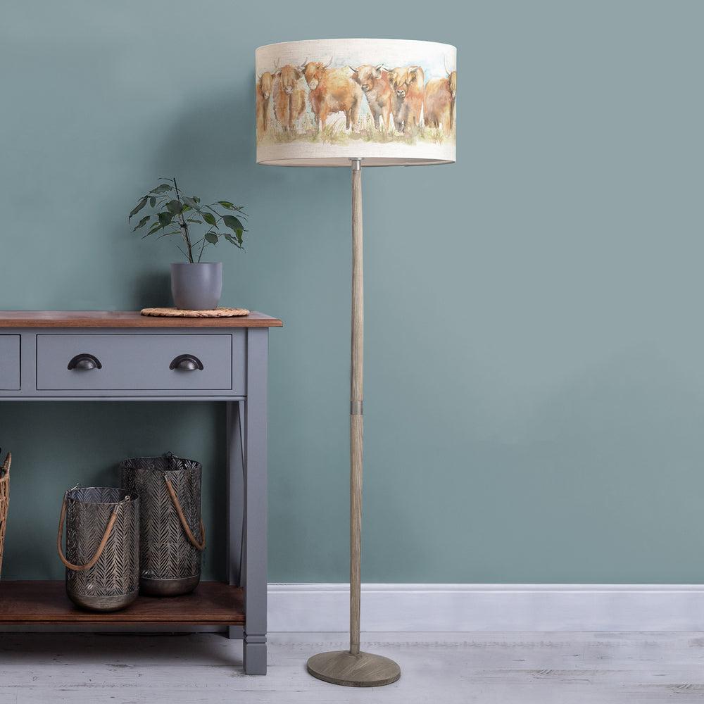 Floor Lamps | Highland Cattle Eva & Solensis Complete Floor Lamp Grey/Linen Floor Lamps Floor Lamps