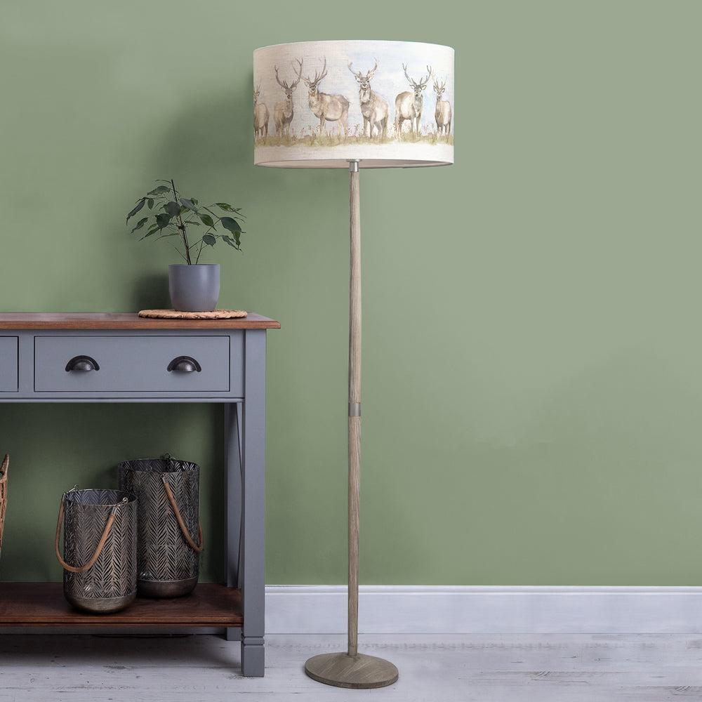 Floor Lamps | Moorland Stag Eva & Solensis Complete Floor Lamp Grey/Linen Floor Lamps Floor Lamps