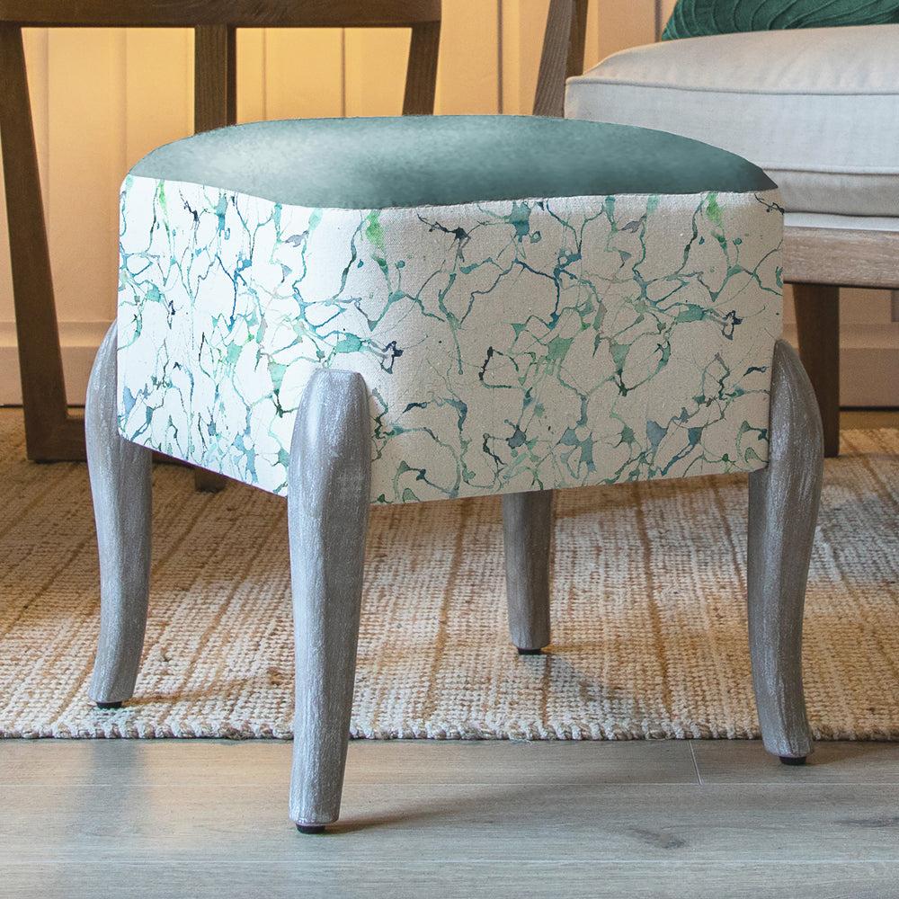 Footstools | Carrara Printed Ralf Footstool Ocean Footstools Carrara Ocean