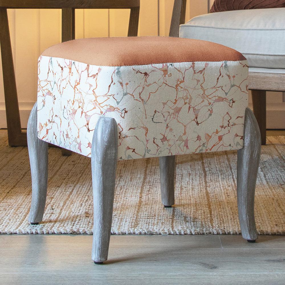 Footstools | Carrara Printed Ralf Footstool Rosewater Footstools Carrara Rosewater