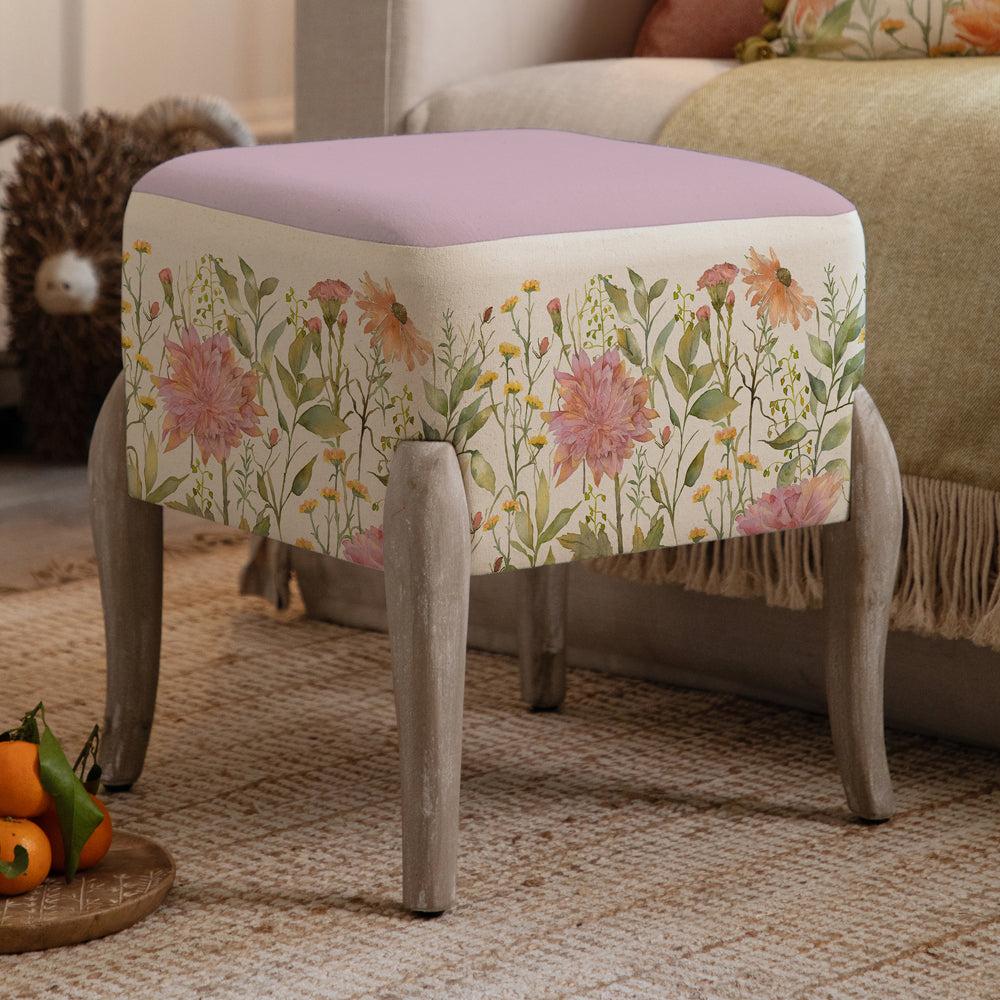 Footstools | Delamere Printed Ralf Footstool Blossom Footstools Delamere Blossom