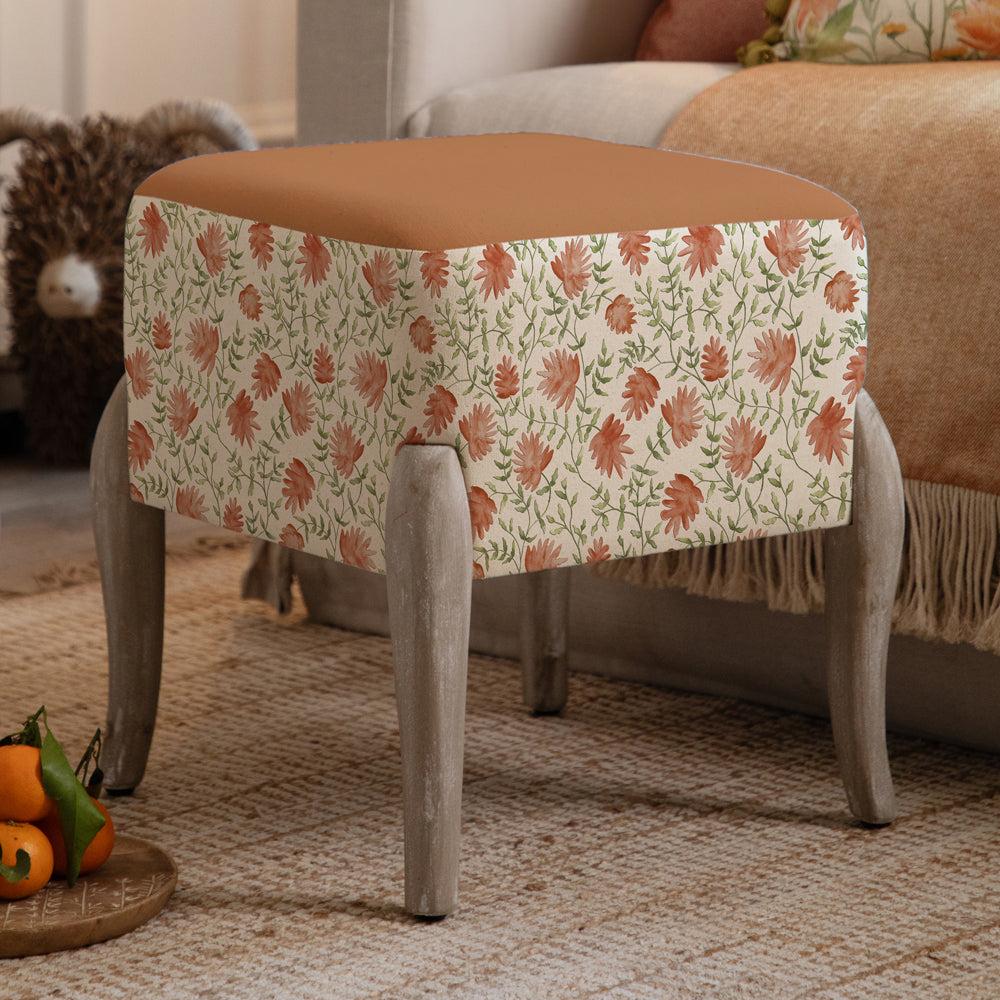 Footstools | Elai Printed Ralf Footstool Terracotta Footstools Elai Terracotta