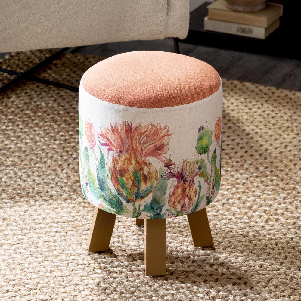 Footstools | Enchanting Thistle Monty Round Footstool Marigold Footstools Enchanting Thistle Marigold