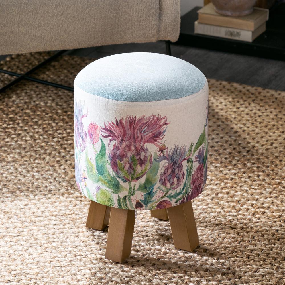 Footstools | Fairytale Bristles Monty Round Footstool Damson Footstools Fairytale Bristles Damson