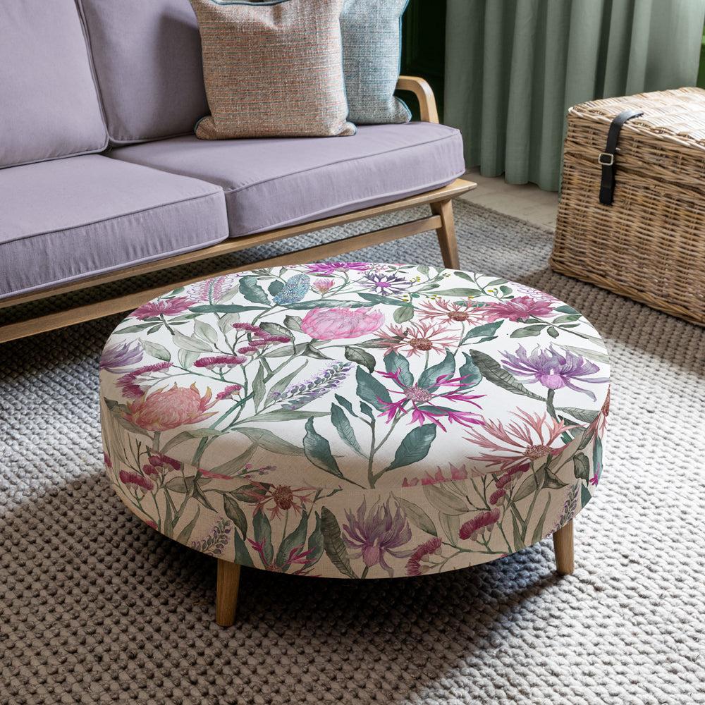 Footstools | Fortazela Petra Large Footstool Onyx Linen Footstools Footstools