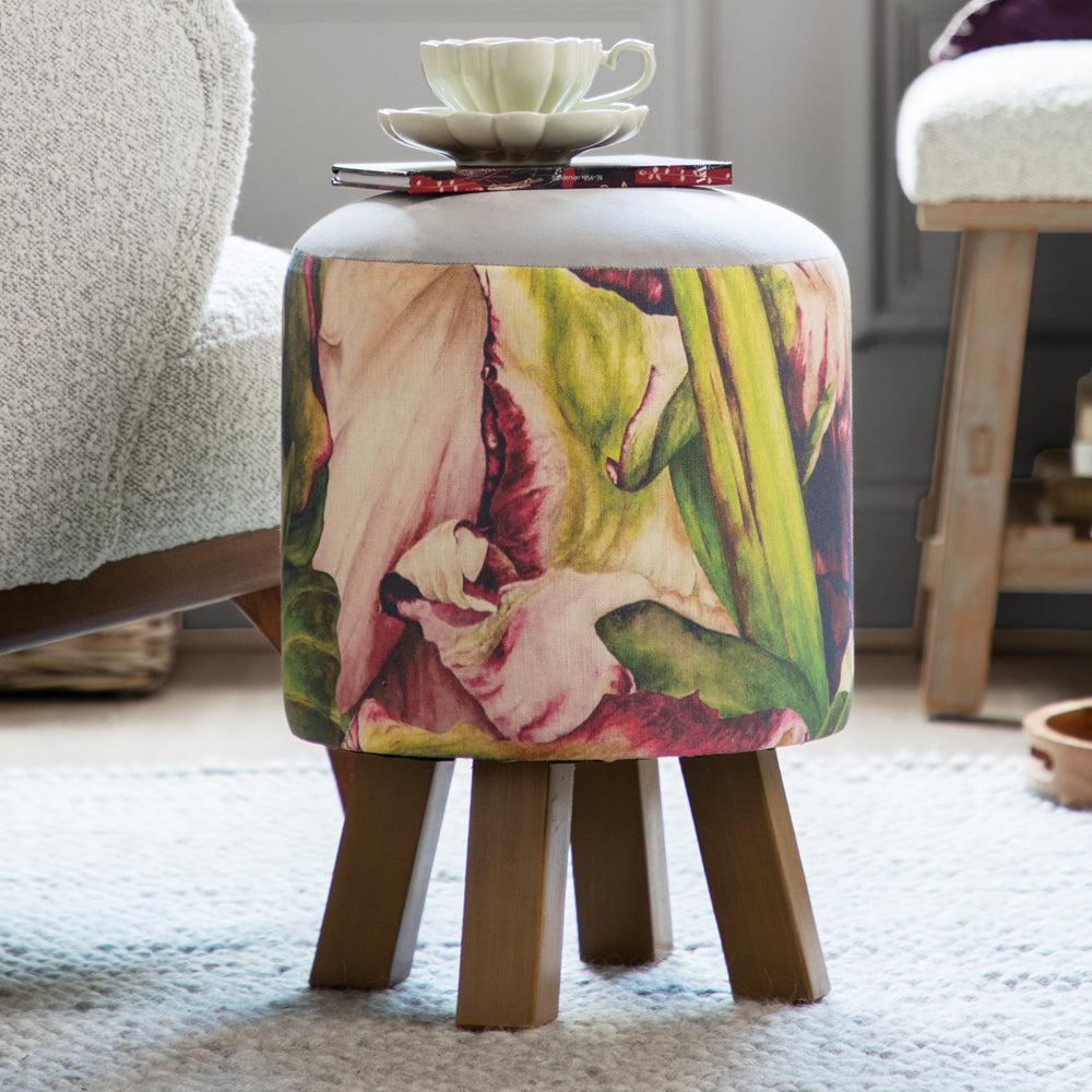 Footstools | Heligan Monty Round Footstool Fuchsia Footstools Footstools