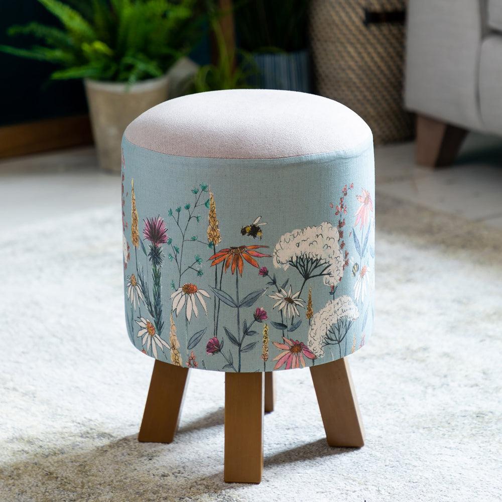 Footstools | Hermione Monty Round Footstool Cornflower Footstools Footstools