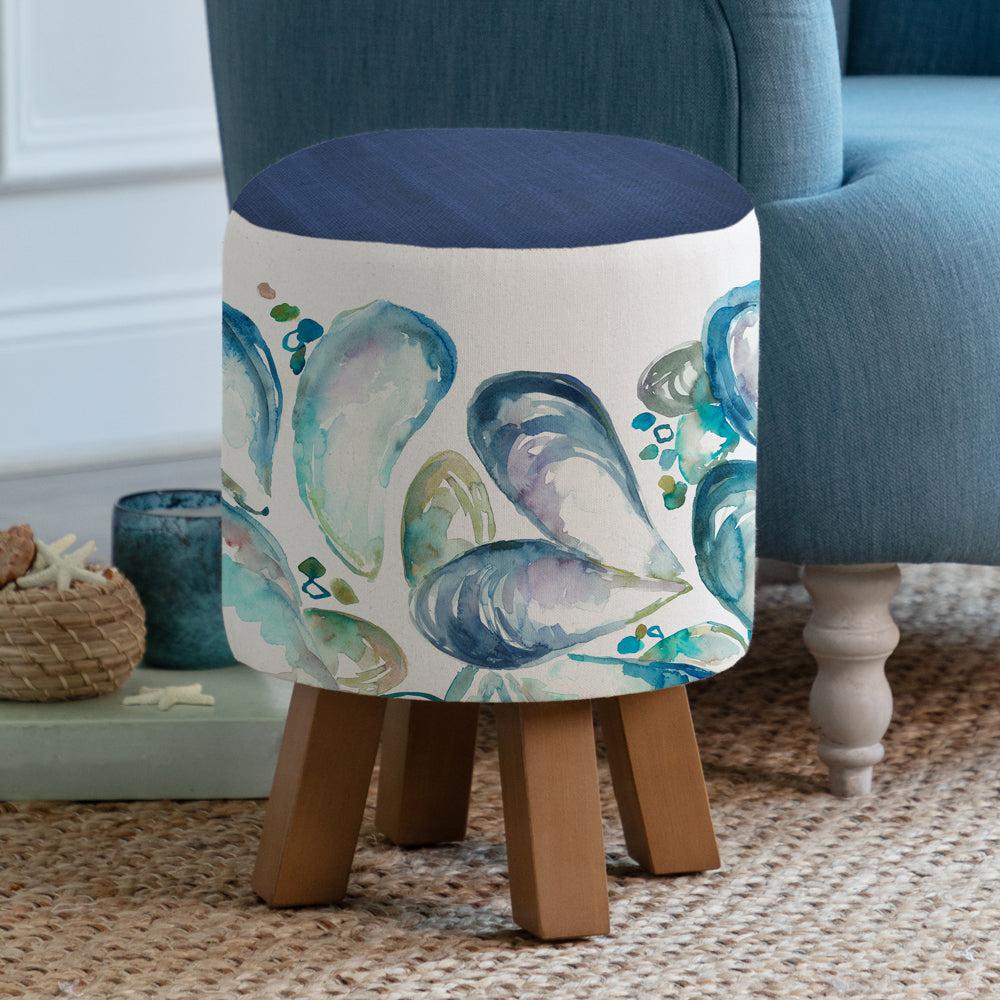 Footstools | Mussel Shells Monty Round Footstool Marine Footstools Footstools