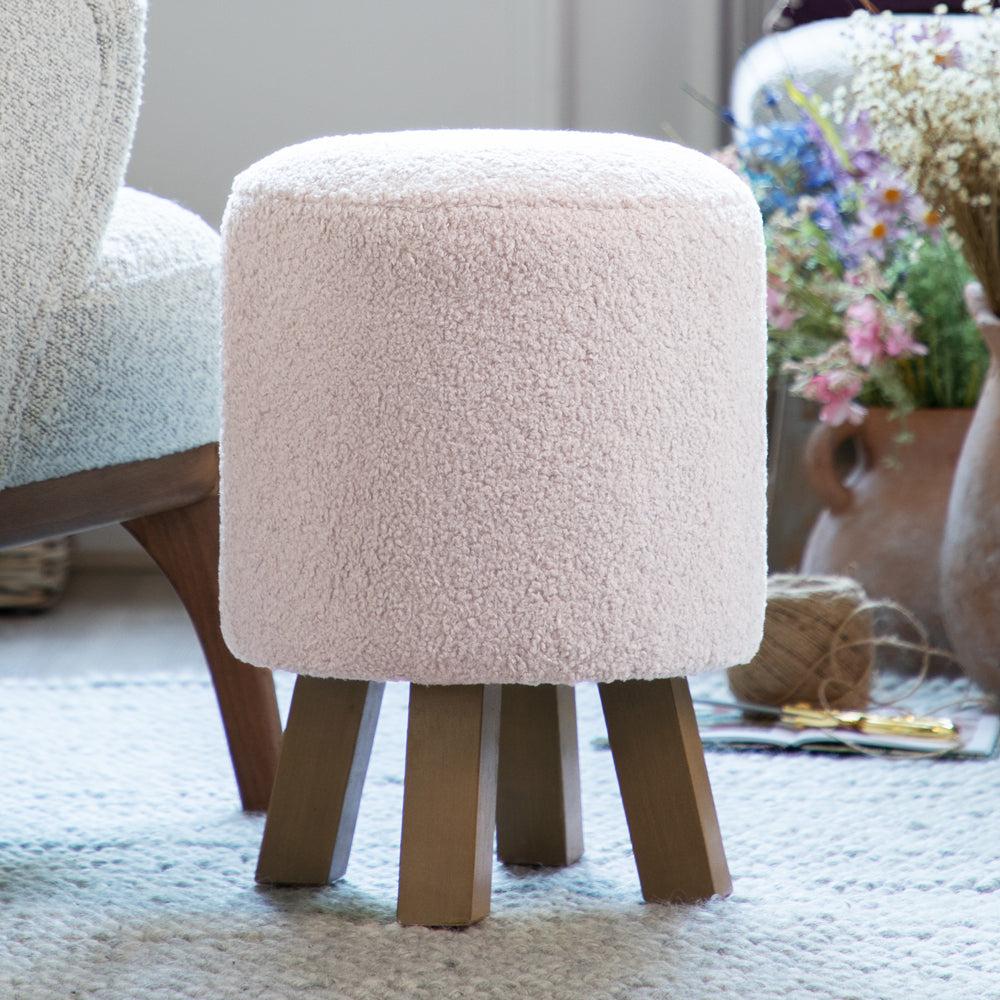 Footstools | Paddington Monty Round Footstool Blush Footstools Footstools