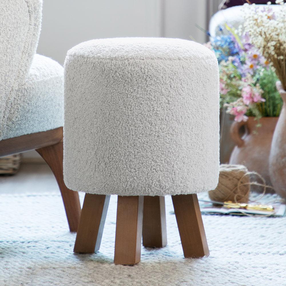 Footstools | Paddington Monty Round Footstool Silver Footstools Footstools