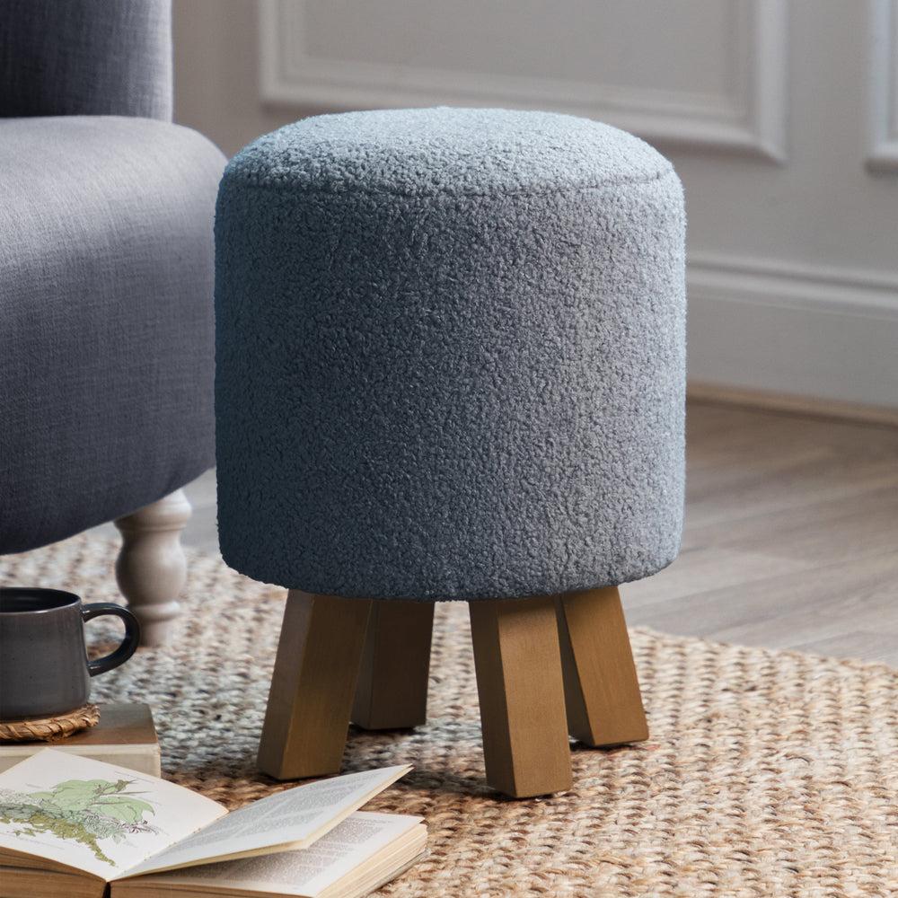 Footstools | Paddington Monty Round Footstool Slate Footstools Footstools