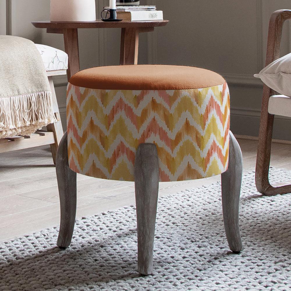 Footstools | Savannah Printed Finn Footstool Amber Footstools Footstools