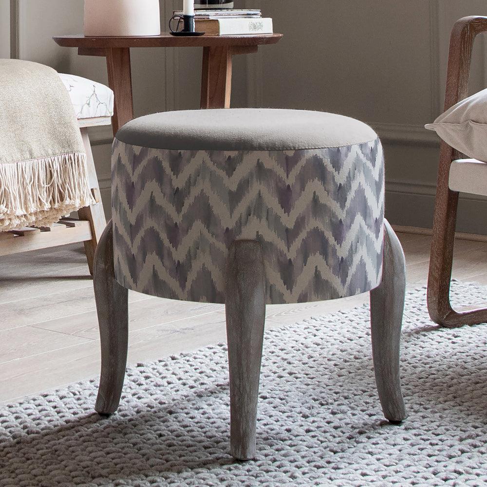 Footstools | Savannah Printed Finn Footstool Violet Footstools Footstools