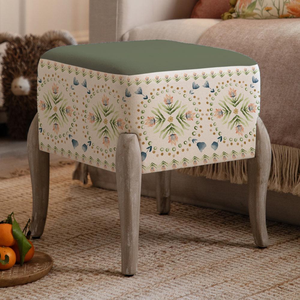 Footstools | Sera Printed Ralf Footstool Sage Footstools Footstools