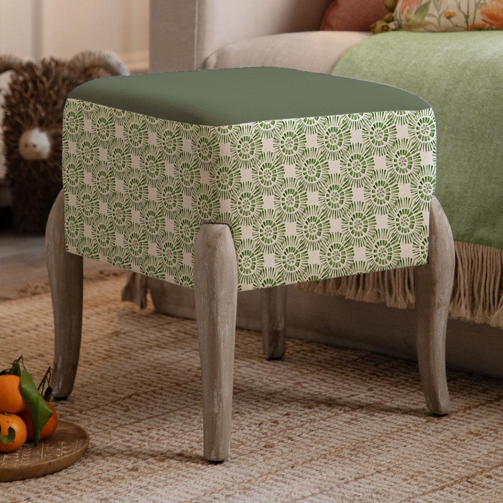 Footstools | Vali Printed Ralf Footstool Sage Footstools Footstools