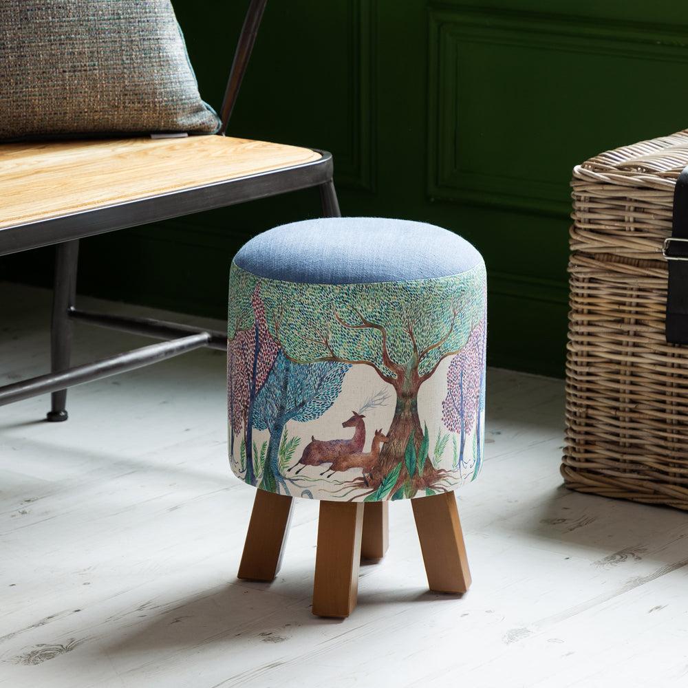 Footstools | Willow Woods Monty Round Footstool Linen Footstools Footstools