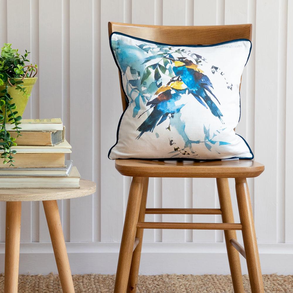 Sofa Cushions | Avalon Printed Feather Cushion Azure Bed Cushions Azure