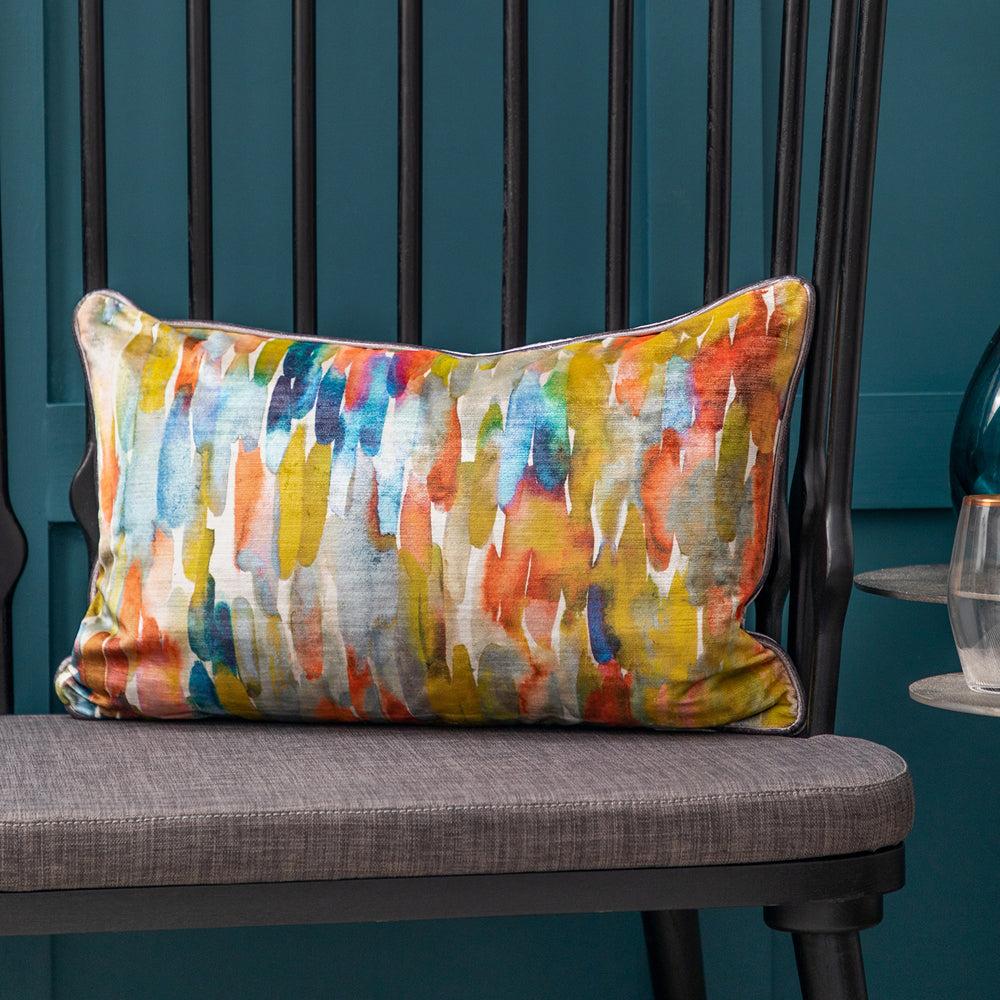 Sofa Cushions | Azima Printed Velvet Feather Cushion Citrine Bed Cushions Bed Cushions