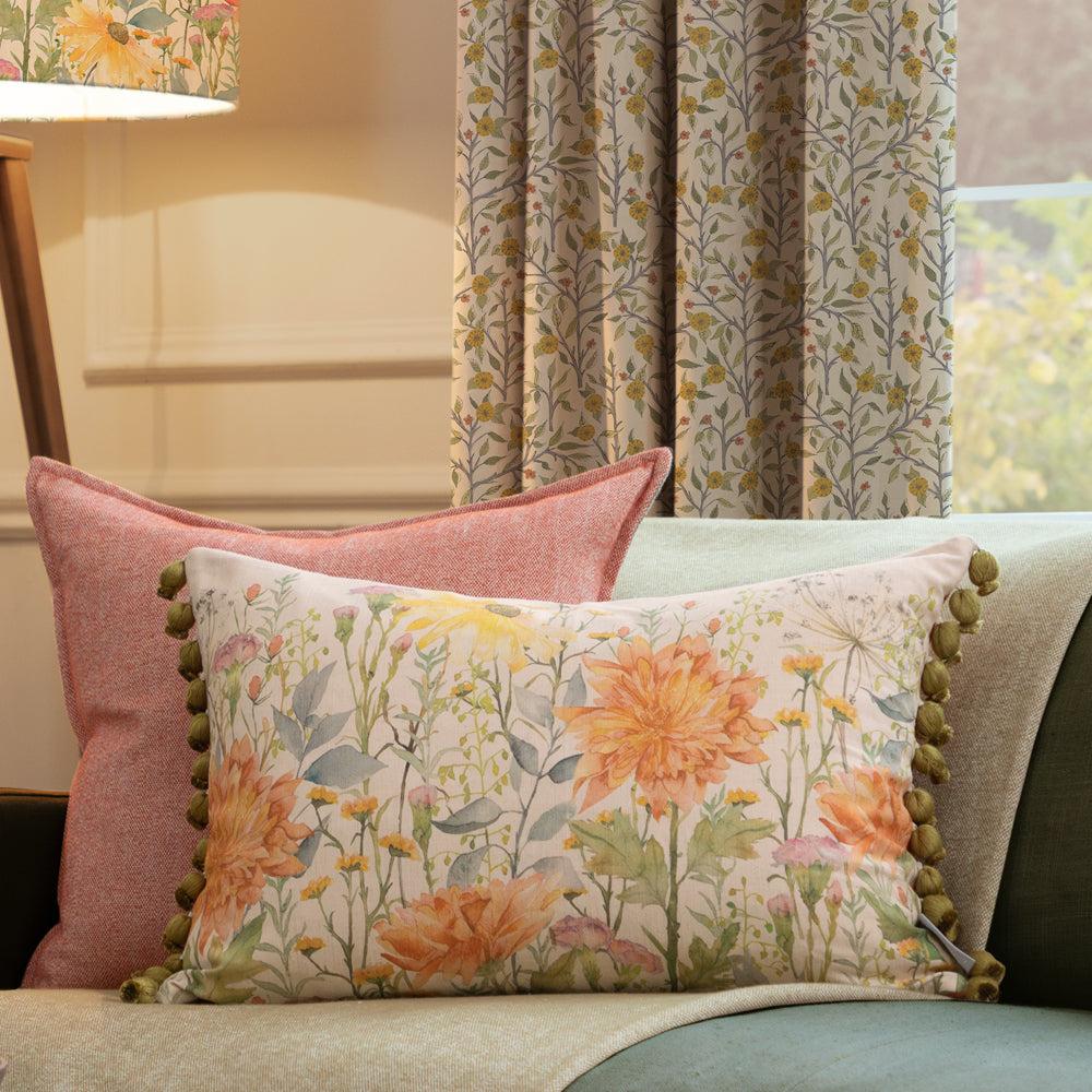 Sofa Cushions | Delamere Printed Pom Pom Cushion Linen Bed Cushions Bed Cushions