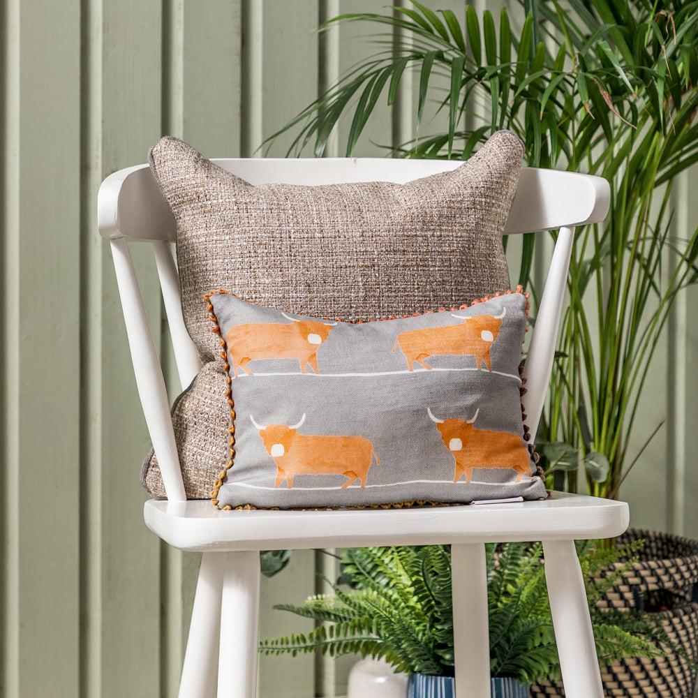 Sofa Cushions | Dougal Printed Feather Cushion Granite Bed Cushions Bed Cushions