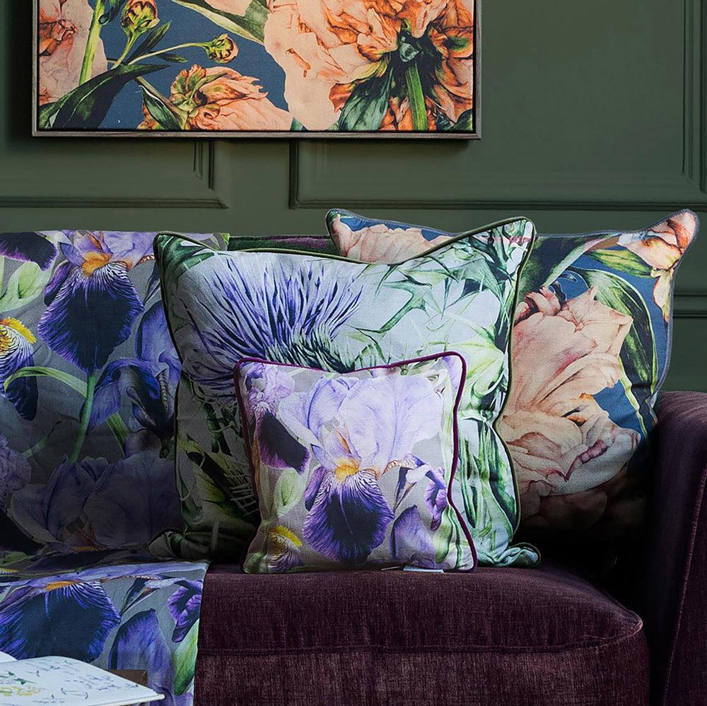 Sofa Cushions | Elva Printed Feather Cushion Damson Bed Cushions Bed Cushions