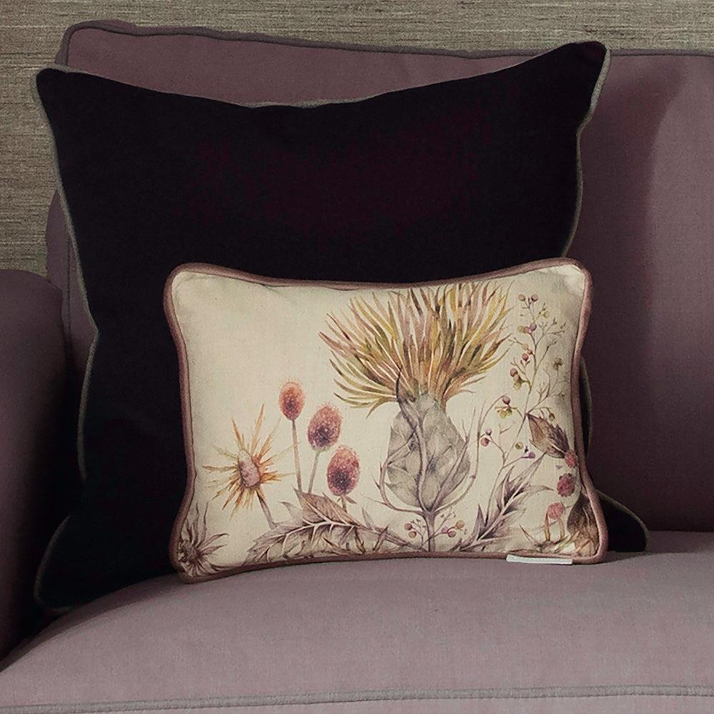 Sofa Cushions | Elysium Printed Linen Feather Cushion Gold Bed Cushions Bed Cushions